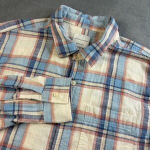American Eagle Super Soft Sz XL Men's Plaid Long Sleeve Button Down Shirt Blue